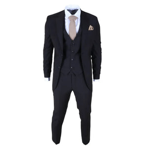 IM30 - Costume formel pour homme noir 3 pièces avec revers cousu - TruClothing.com - 2