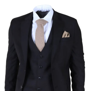 IM30 - Costume formel pour homme noir 3 pièces avec revers cousu - TruClothing.com - 3