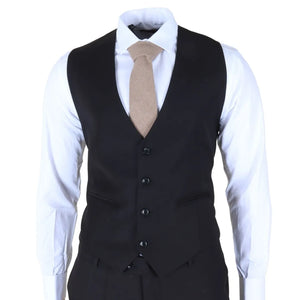 IM30 - Costume formel pour homme noir 3 pièces avec revers cousu - TruClothing.com - 5