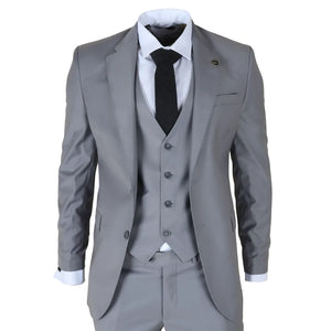 IM30 - Men's Grey 3 Piece Stitch Lapel Formal Suit - TruClothing.com - 1