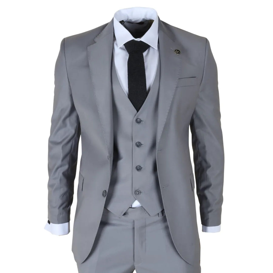 IM30 - Men's Grey 3 Piece Stitch Lapel Formal Suit - TruClothing.com - 1