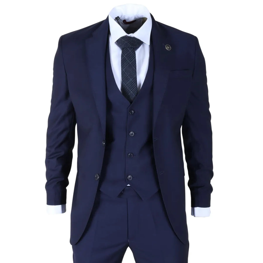 IM30 - Men's Navy 3 Piece Stitch Lapel Formal Suit - TruClothing.com - 1