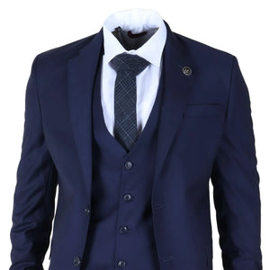 IM30 - Granatowy 3-częściowy garnitur męski ze szwem na klapie do formalnych okazji - TruClothing.com - 4