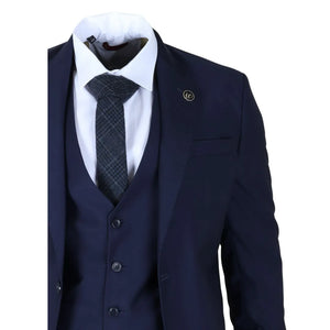IM30 - Granatowy 3-częściowy garnitur męski ze szwem na klapie do formalnych okazji - TruClothing.com - 5