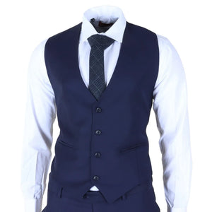 IM30 - Granatowy 3-częściowy garnitur męski ze szwem na klapie do formalnych okazji - TruClothing.com - 6
