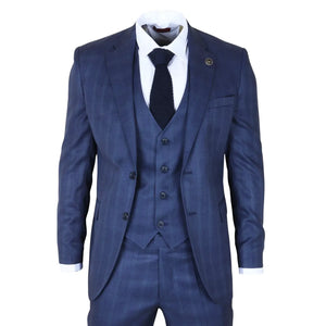 IM31 - Abito da uomo blu a 3 pezzi con motivo Principe di Galles - TruClothing.com - 1