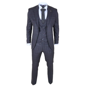 IM31 - Men's Charcoal 3 Piece Prince Of Wales Check Suit - TruClothing.com - 2