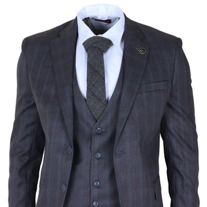IM31 - Men's Charcoal 3 Piece Prince Of Wales Check Suit - TruClothing.com - 3