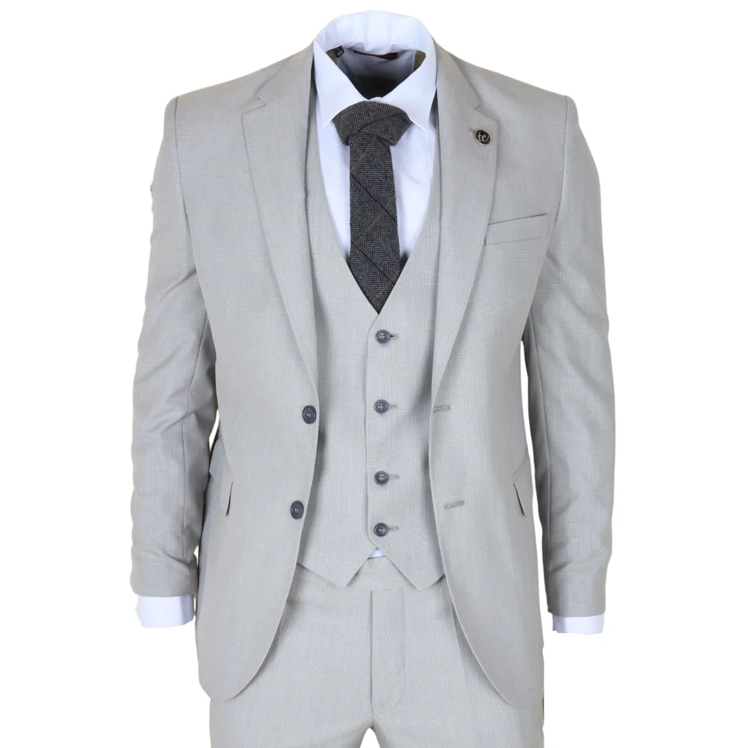 IM31 - Traje de hombre gris de 3 piezas con estampado Príncipe de Gales - TruClothing.com - 1