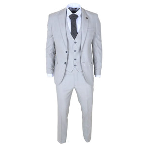 IM31 - Traje de hombre gris de 3 piezas con estampado Príncipe de Gales - TruClothing.com - 2