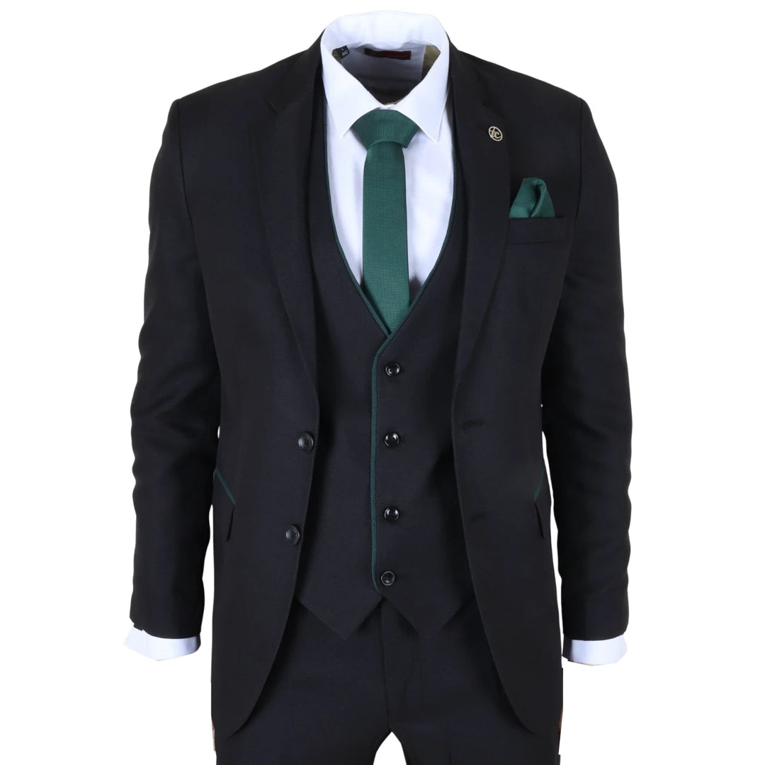 IM48 - Czarny 3-częściowy garnitur męski w Tailored Fit - TruClothing.com - 1