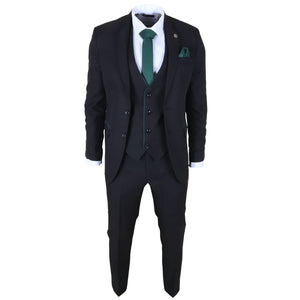 IM48 - Czarny 3-częściowy garnitur męski w Tailored Fit - TruClothing.com - 3