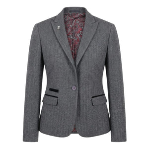 IMW-03 – Graue Tweed-Weste im Fischgrätenmuster für Damen - TruClothing.com - 1