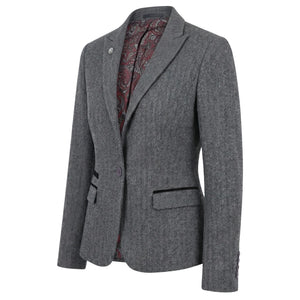 IMW-03 – Graue Tweed-Weste im Fischgrätenmuster für Damen - TruClothing.com - 3