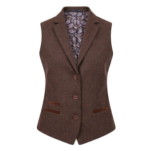 IMW-04 - Brązowa marynarka i kamizelka damskie z tweedu w jodełkę - TruClothing.com - 7