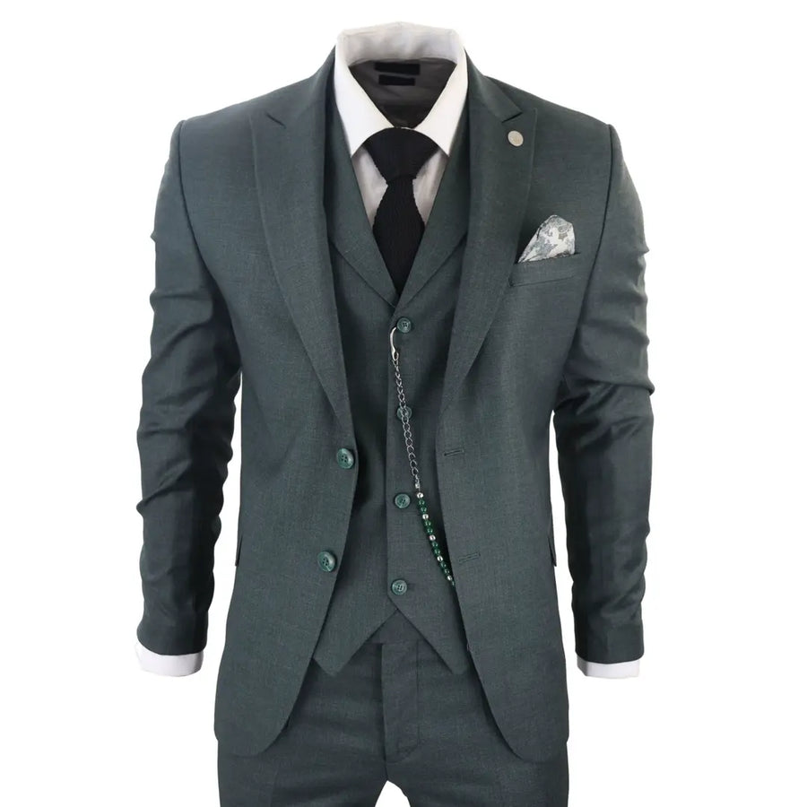 James - traje verde de 3 piezas para hombres - TruClothing.com - 1