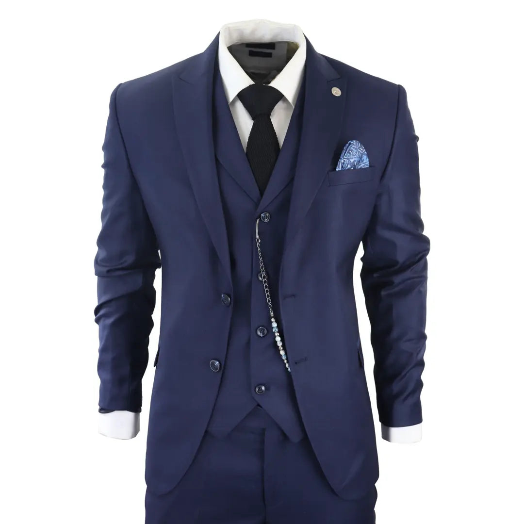 James - Granatowy 3-częściowy garnitur męski - TruClothing.com - 1