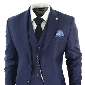 James - Granatowy 3-częściowy garnitur męski - TruClothing.com - 4