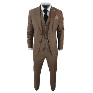 James - Men's 3 Piece Plain Brown Suit - TruClothing.com - 3