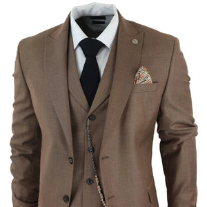 James - Men's 3 Piece Plain Brown Suit - TruClothing.com - 4