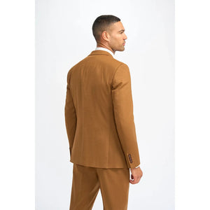 James - Jasnobrązowy 3-częściowy garnitur męski z wełny o kroju Tailored Fit - House of Cavani - 7