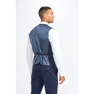 James - Granatowy 3-częściowy garnitur męski z wełny o kroju Tailored Fit - House of Cavani - 4