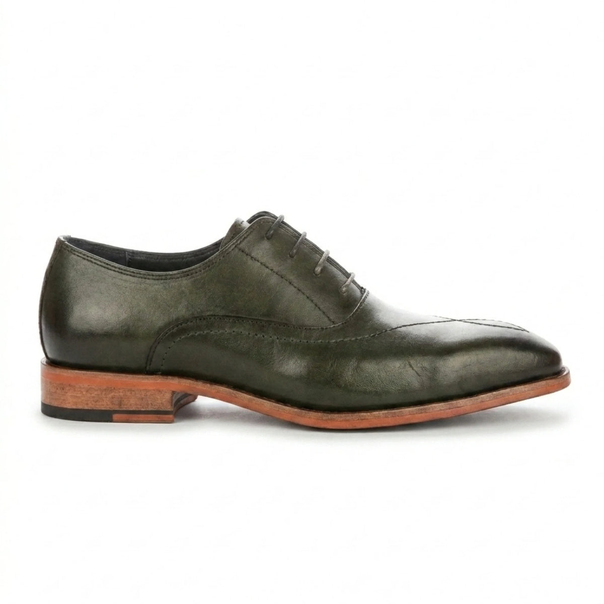 Jett - Men's Dark Green Cross-Stitch Toe Cap Oxford Shoes - Justin Reess - 1