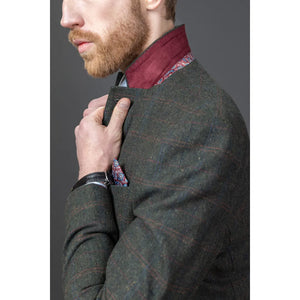 Joshua - Traje ajustado de tweed verde de 3 piezas para hombre - Robert Simon - 5