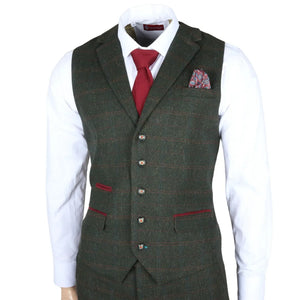 Joshua - Traje ajustado de tweed verde de 3 piezas para hombre - Robert Simon - 7