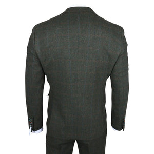 Joshua - Traje ajustado de tweed verde de 3 piezas para hombre - Robert Simon - 9