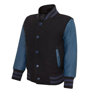 Kinder Schwarz Marine Varsity Bomberjacke - Infinity Leather - 2