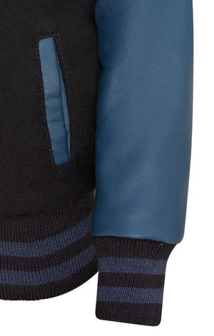 Kinder Schwarz Marine Varsity Bomberjacke - Infinity Leather - 3