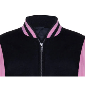 Chaqueta bomber varsity negra para niños de Black Pink - Infinity Leather - 3