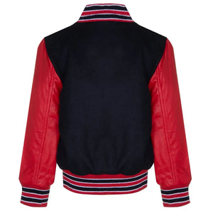 Giacca bomber varsity nera e rossa per bambini - Infinity Leather - 4