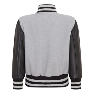 Kinder Grau Schwarz Varsity Bomberjacke - Infinity Leather - 4