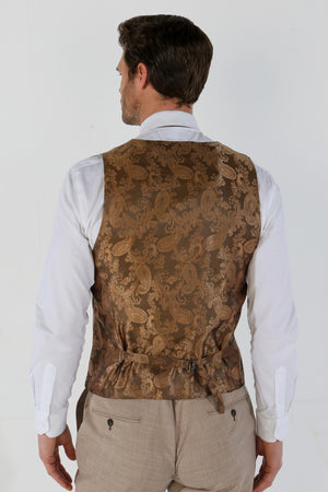 Kurt - Kamizelka męska beżowa Tailored Fit - Paul Andrew - 2