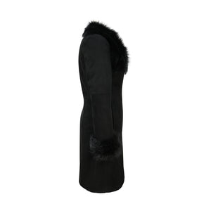 Giacca Lunga da Donna Vera Pele Scamosciata Slim Fit con Bottoni - Infinity Leather - 5