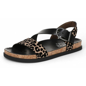 Lance - Women's Leopard Brown Footbed Flat Sandals - Blowfish Malibu - 5
