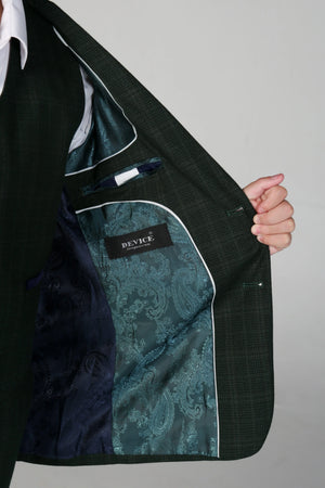 Leo - Boys Green 3 Piece Checked Suit - Paul Andrew - 4