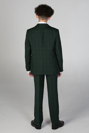 Leo - Boys Green 3 Piece Checked Suit - Paul Andrew - 7