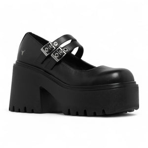 Lessons - Women's Black Leather Chunky Heel Buckle Shoes - Windsorsmith - 4
