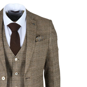 Liam - Traje de 3 piezas marrón a cuadros para hombre - Robert Simon - 6