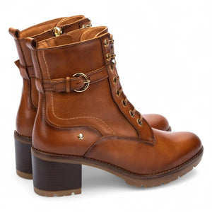 Llanes - Women’s Brandy Brown Leather Mid-Heel Ankle Boots - Pikolinos - 4