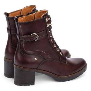 Llanes - Women’s Caoba Brown Leather Mid-Heel Ankle Boots - Pikolinos - 4