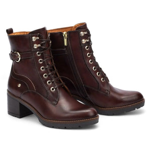 Llanes - Women’s Caoba Brown Leather Mid-Heel Ankle Boots - Pikolinos - 5
