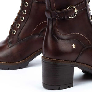 Llanes - Women’s Caoba Brown Leather Mid-Heel Ankle Boots - Pikolinos - 6