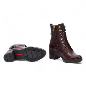 Llanes - Women’s Caoba Brown Leather Mid-Heel Ankle Boots - Pikolinos - 7