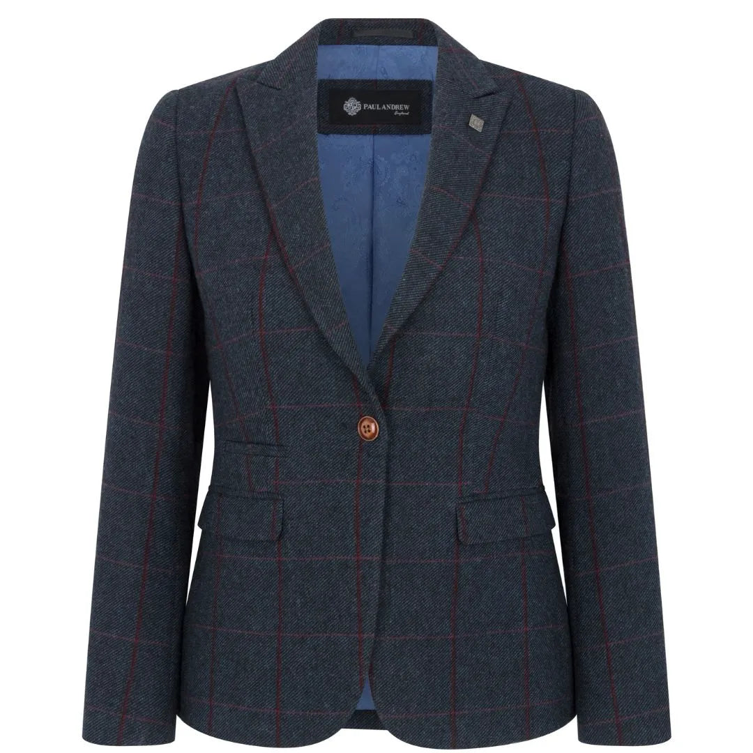 Madrid - Women's Navy Tweed Tailored Fit Blazer - Paul Andrew - 1