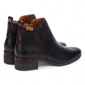 Malaga - Women’s Black Mid Heel Zip Leather Ankle Boots - Pikolinos - 5
