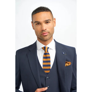 Malibu - Granatowy 3-częściowy garnitur męski o kroju Tailored Fit - House of Cavani - 3